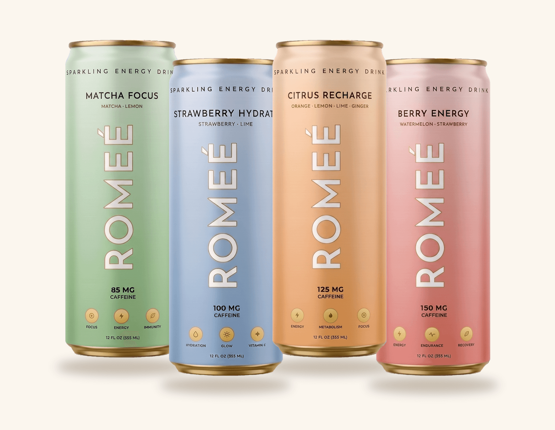 Romeé Variety Pack, all four flavors in one 12-can box